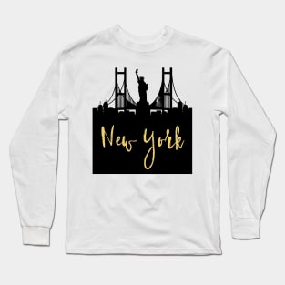 NEW YORK CITY NEW YORK DESIGNER SILHOUETTE SKYLINE ART Long Sleeve T-Shirt